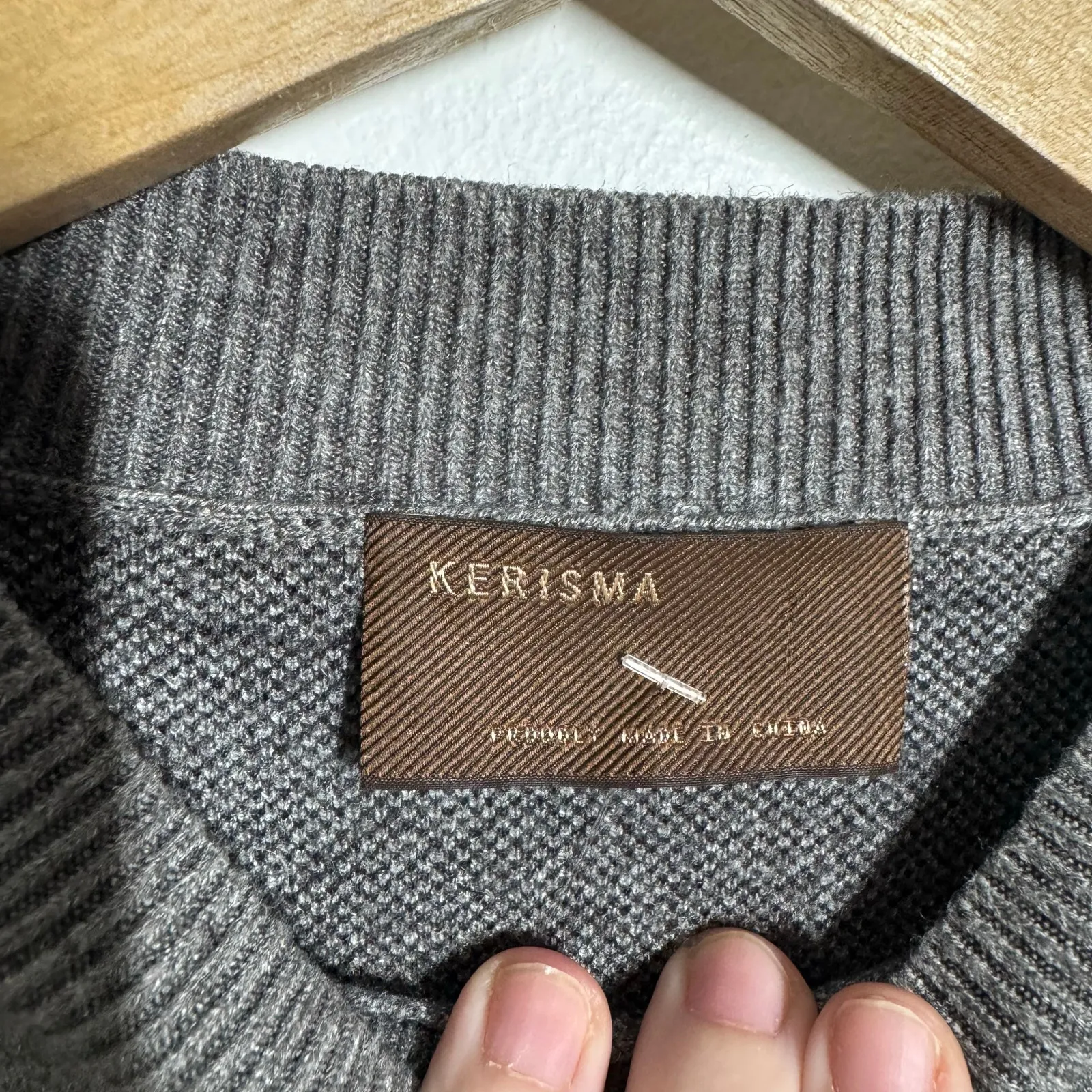 Kerisma Camo Angora Blend Pull Over Sweater S/M Gray Black Bishop Sleeve Boxy - Image 4