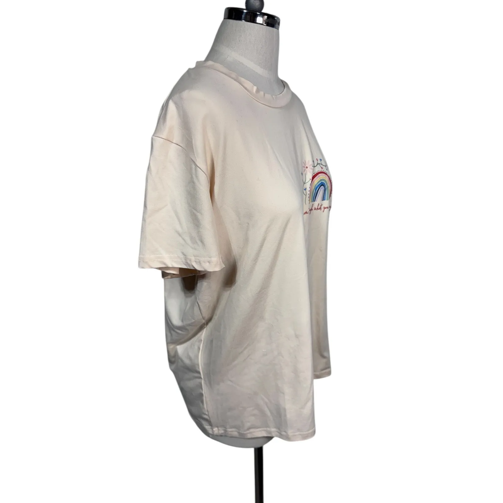 Grow Through What You Go Through Rainbow Floral Print Short Sleeve Tee Size L‎ - Image 5