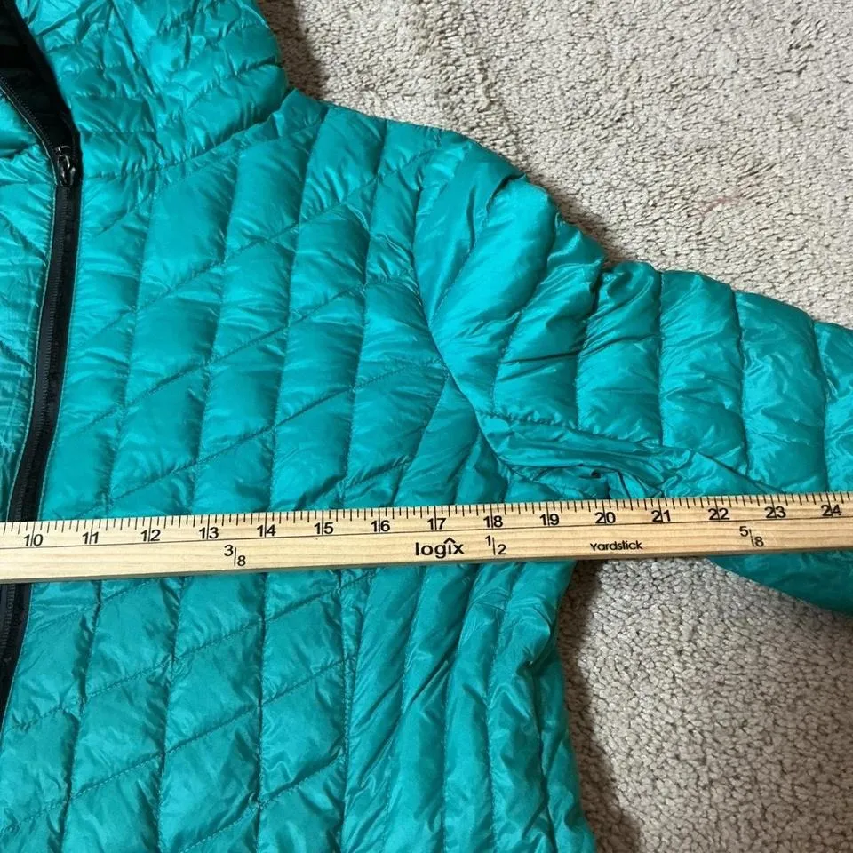 Turquoise Quilted Hooded Puffer Jacket Zip Front Lightweight Casual Outerwear - Image 5