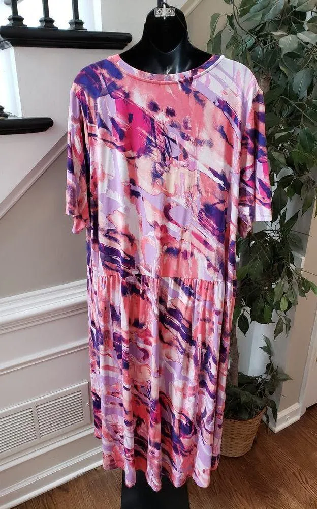 LOGO by Lori Goldstein Dress Women 2X Multicolor Midi Stretch Soft Knit Casual - Image 8