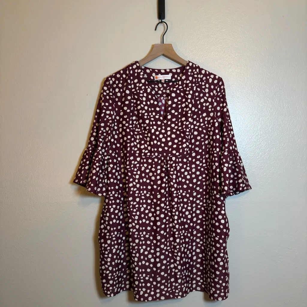 Jude Connally Kerry‎ Dress in Merlot Painted Spot Jude Cloth Red Size L - Image 2