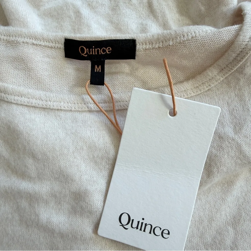 NWT Quince Women’s Brushed Short Sleeve Lounge Tee in Heather Oatmeal M - Image 9