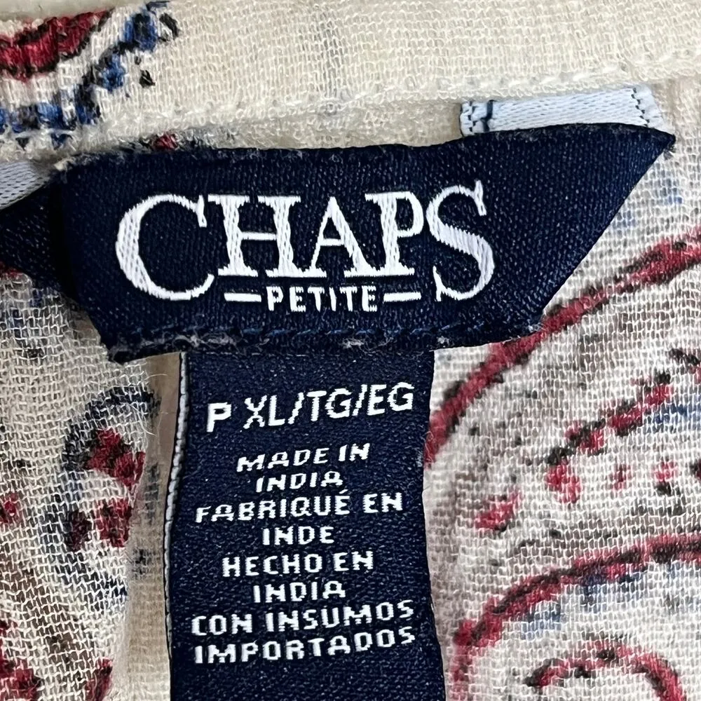 Chaps Women's White Paisley Scoop Neck  Lightweight Peasant Blouse XL Petite - Image 4