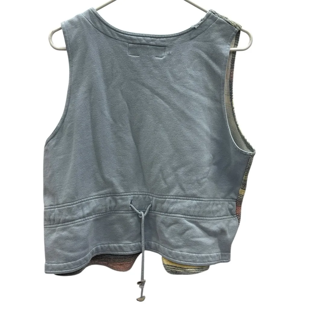 Vintage B.U.M Equipment Tie Back Button Up Vest with distressed flaws Sz Medium Blue - Image 8