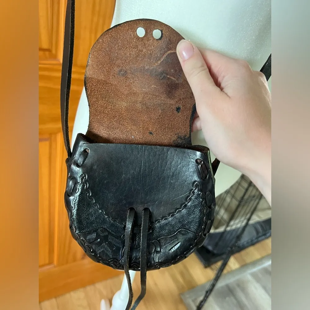 Black Real Leather Llama Crossbody Bag - Image 3