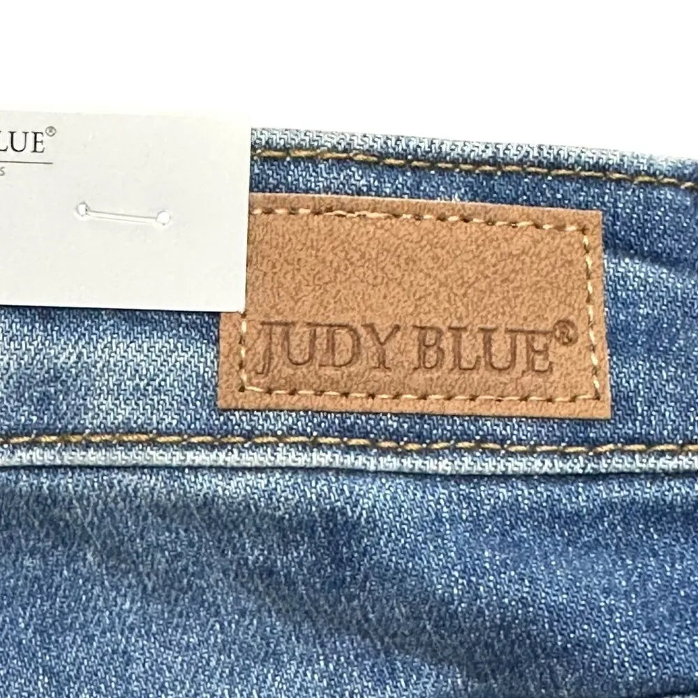 Judy Blue JB150269 Hey There Double Button Tummy Control Denim Jean Shorts Small - Image 7