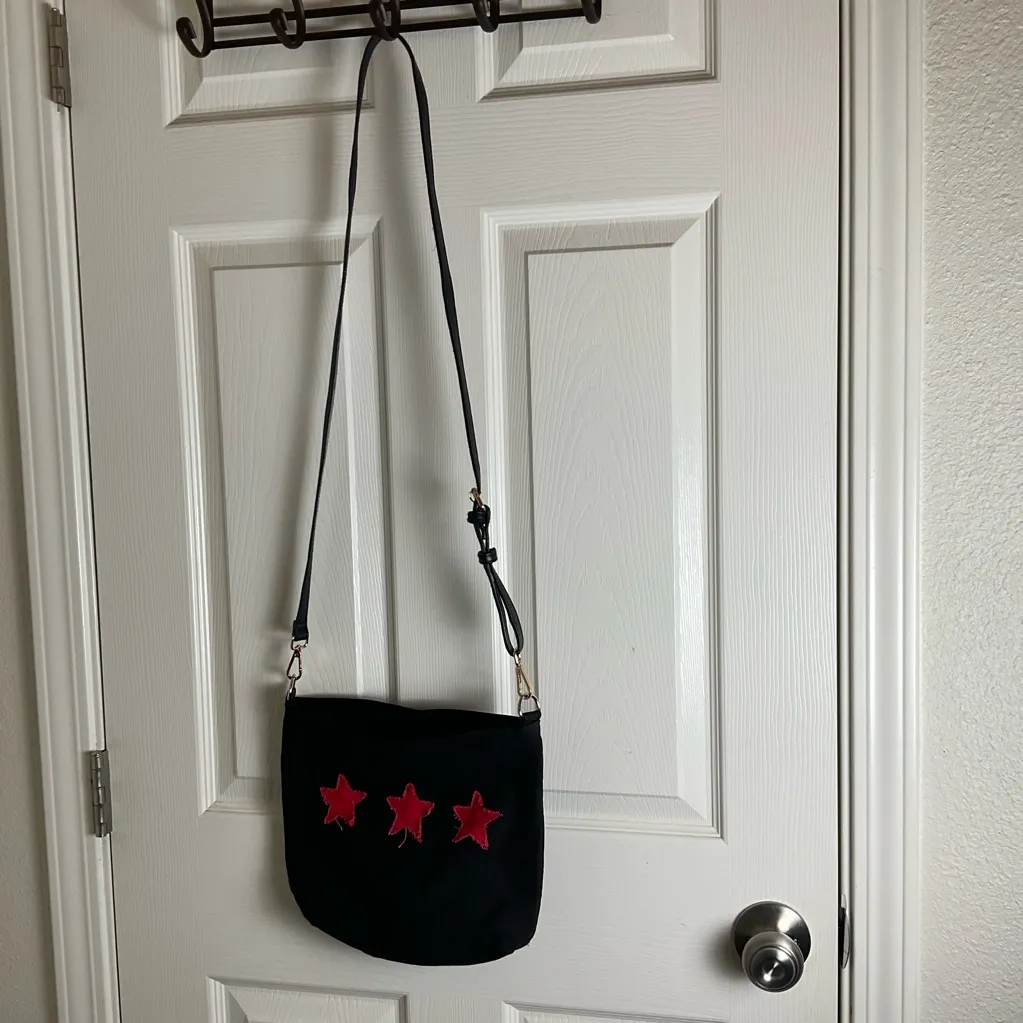 Black Crossbody Bag with Red Star - Image 2