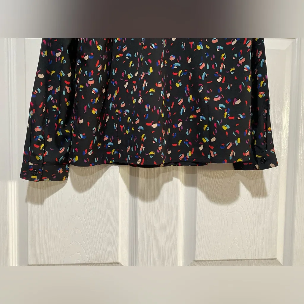 CAbi Confetti Party Ferris Long Sleeve Button Up Blouse Black Multicolor Size S - Image 8