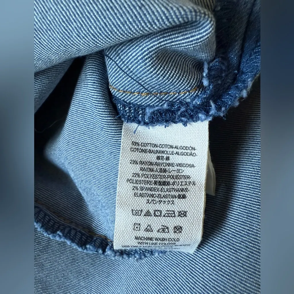 Free People Dynomite Denim Snap Front Shirt  Mini Jean Dress long Sleeve. Medium - Image 12