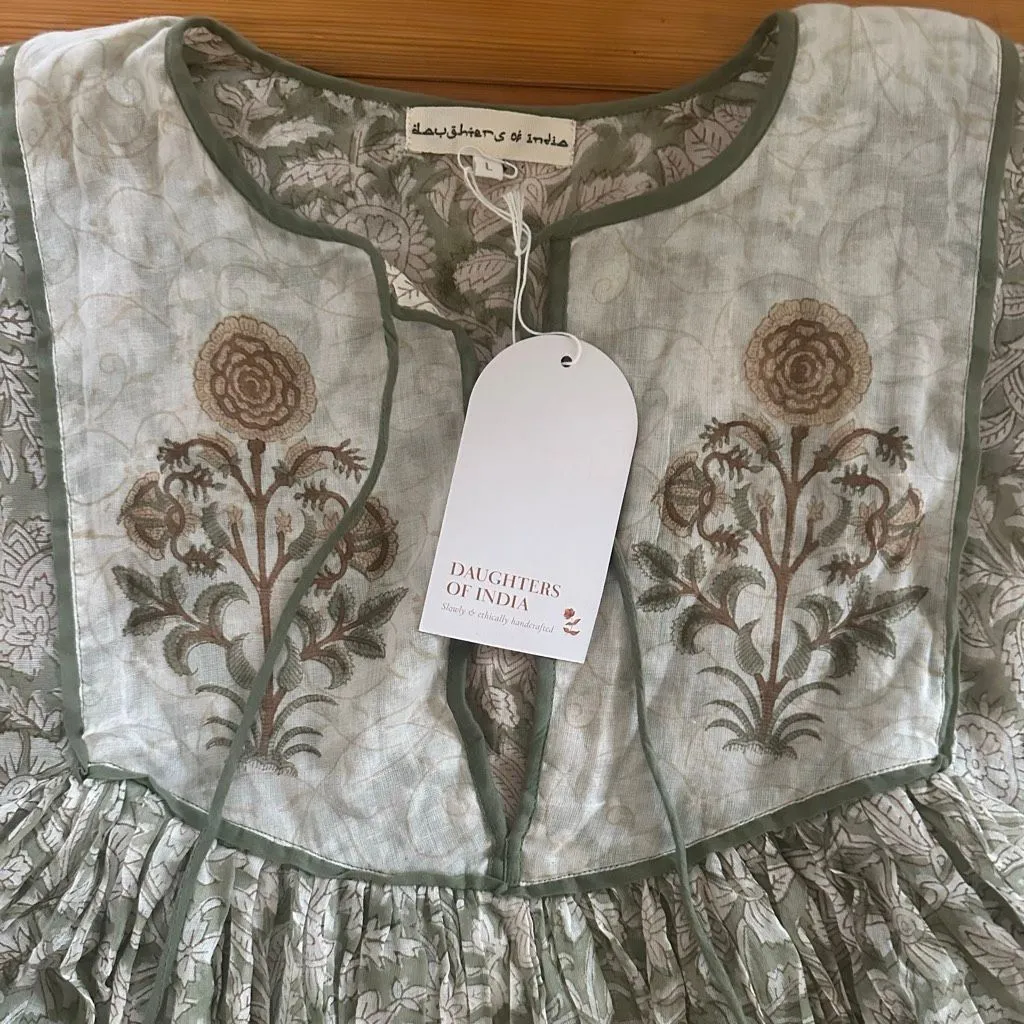 Daughters of India NWT Diya Mini Dress in Pistachio Size L Green Size L - Image 6