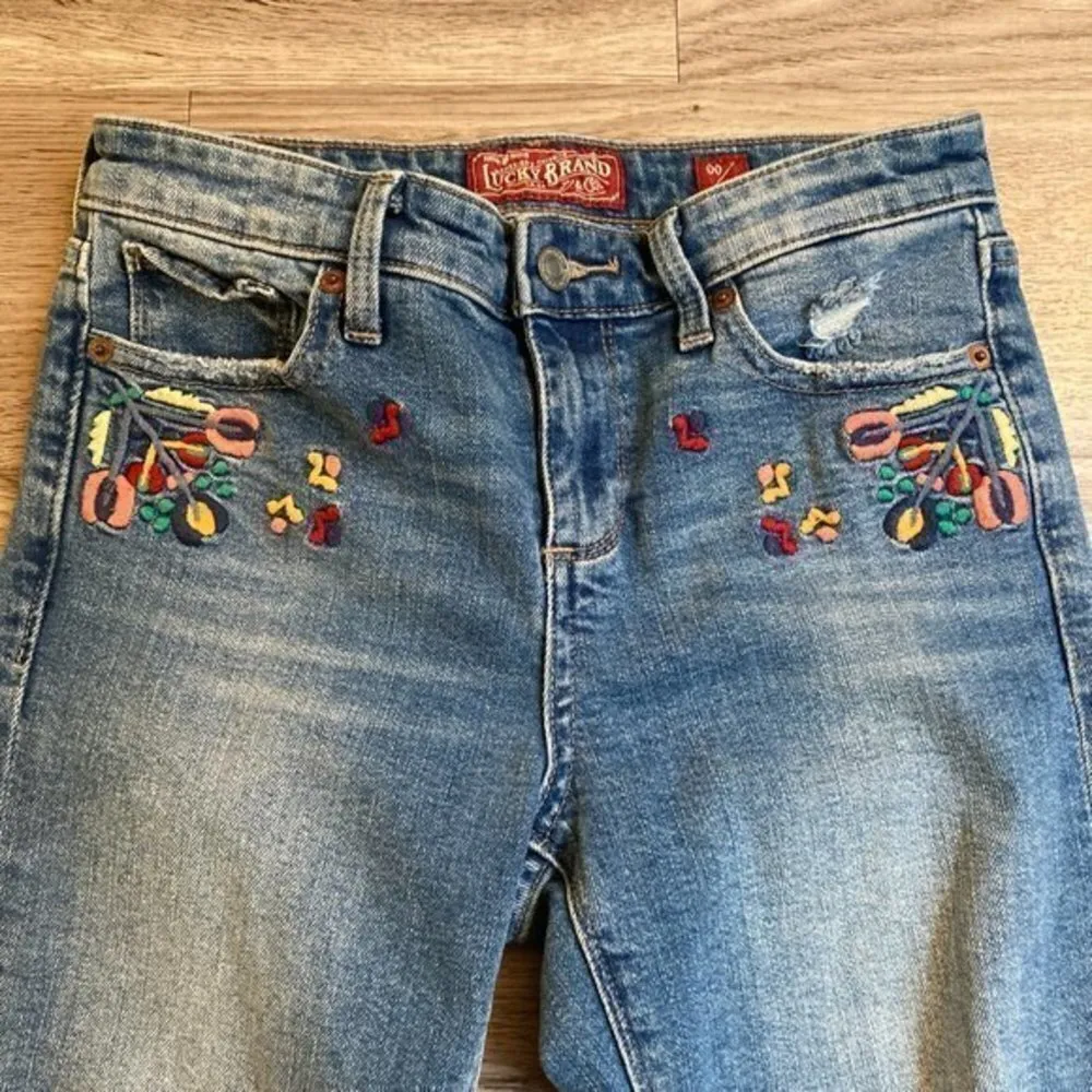 Lucky Brand Ava Mid-Rise Skinny Jeans with Tropical Floral Embroidering Size 00 - Image 6