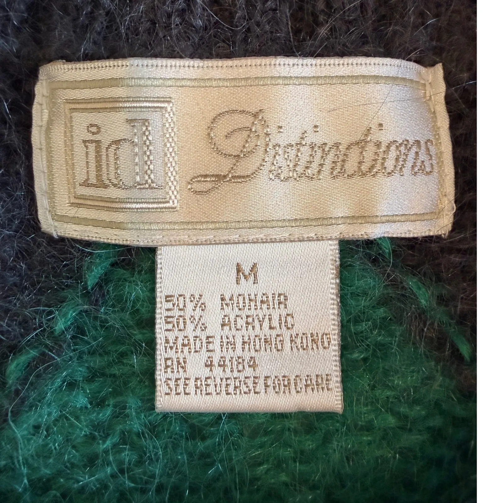 ID Distinctions Vintage M Mohair Acrylic Argyle Cardigan Sweater MultiColor crop Gray Size M - Image 4