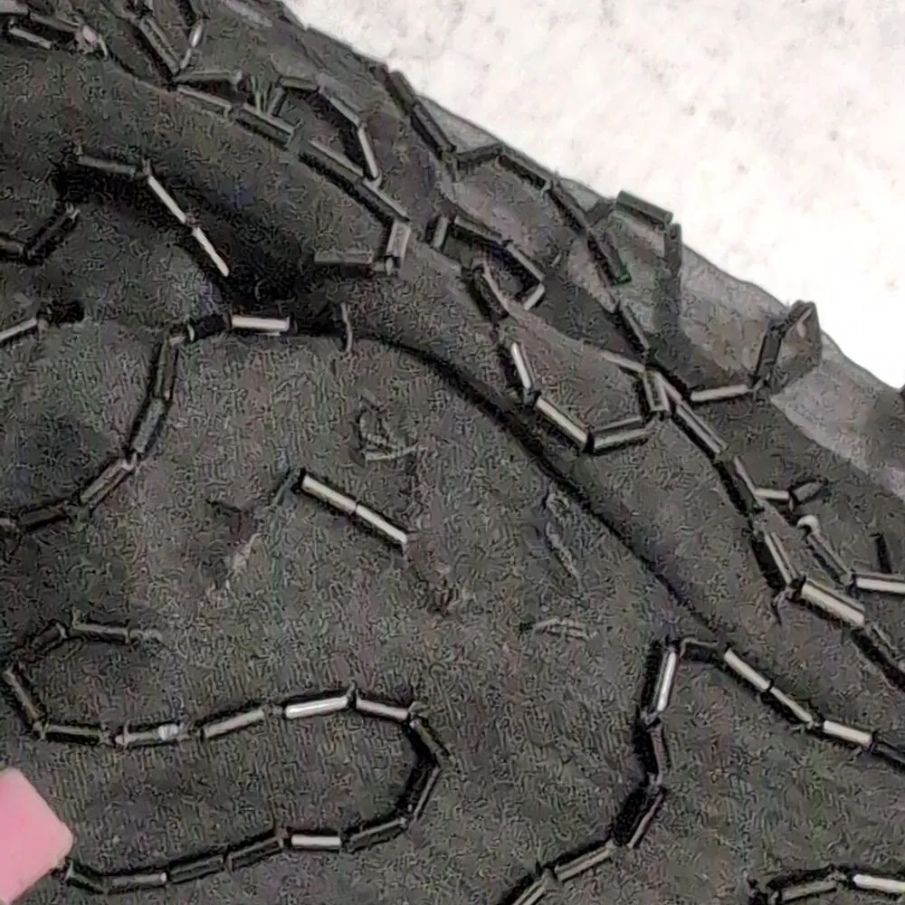 Scala Black Silk Sequin Embellished Long Sleeve Evening Gown Dress Size PL - Image 10