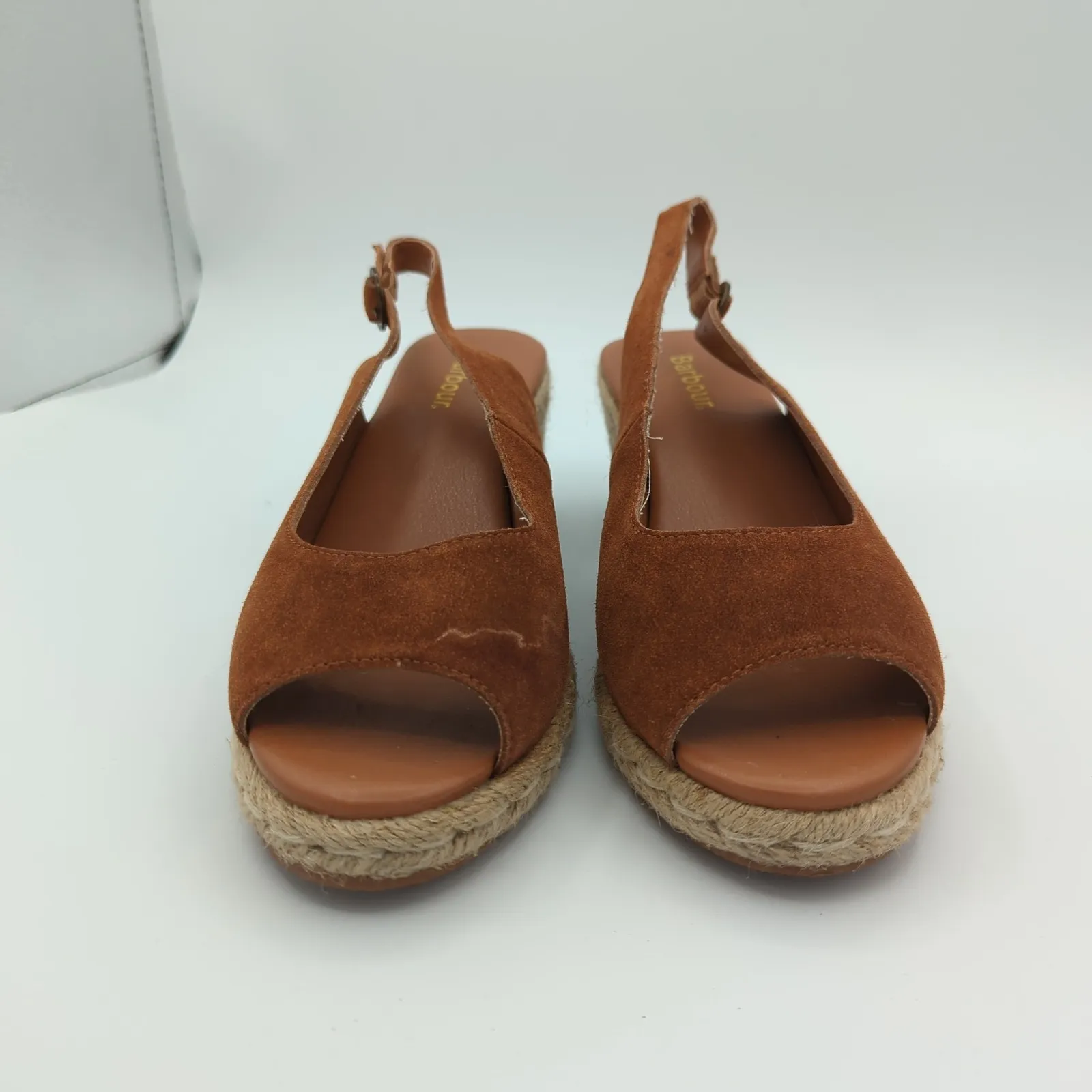 Barbour Nadia Women's Brown Suede Espadrille Wedge Slingback Sandals US 8 UK 6 - Image 3