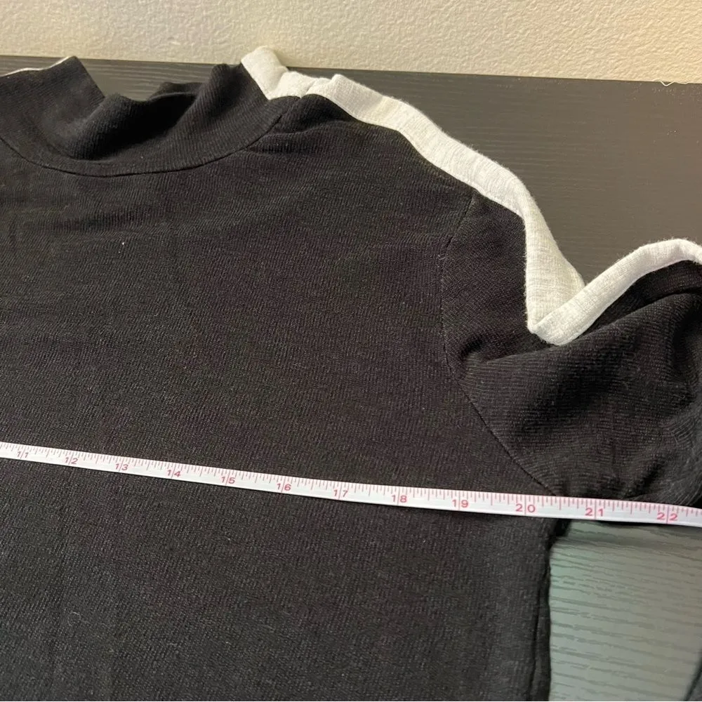 ✨ Monrow Women’s Black Gray Mock Neck Sweater Medium - Image 11