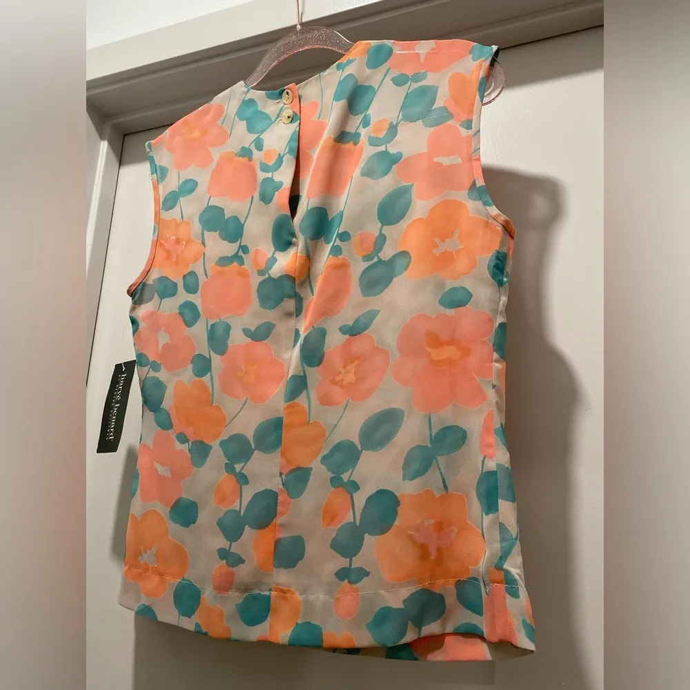 NWT VTG 80s Harve Benard Multicolored Floral Sleeveless Blouse Tank Top - 8 - Image 12