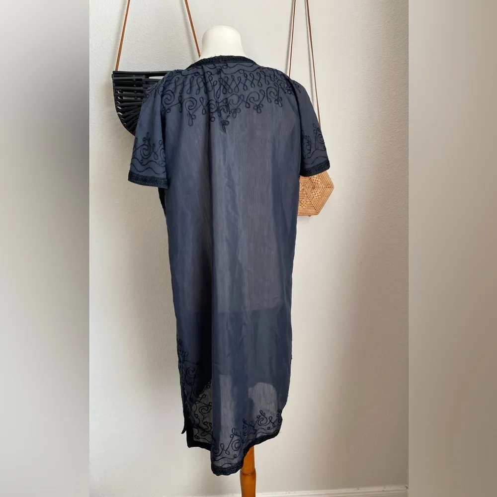 Mediterranean TradingCo Black Coverup Dress, Size Medium - Image 4