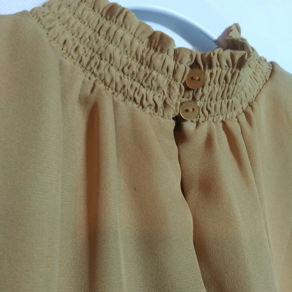 Cheryl Crown Embroidered Mustard Mock Neck Sleeveless Top Boho Retro Size XS Yellow - Image 8