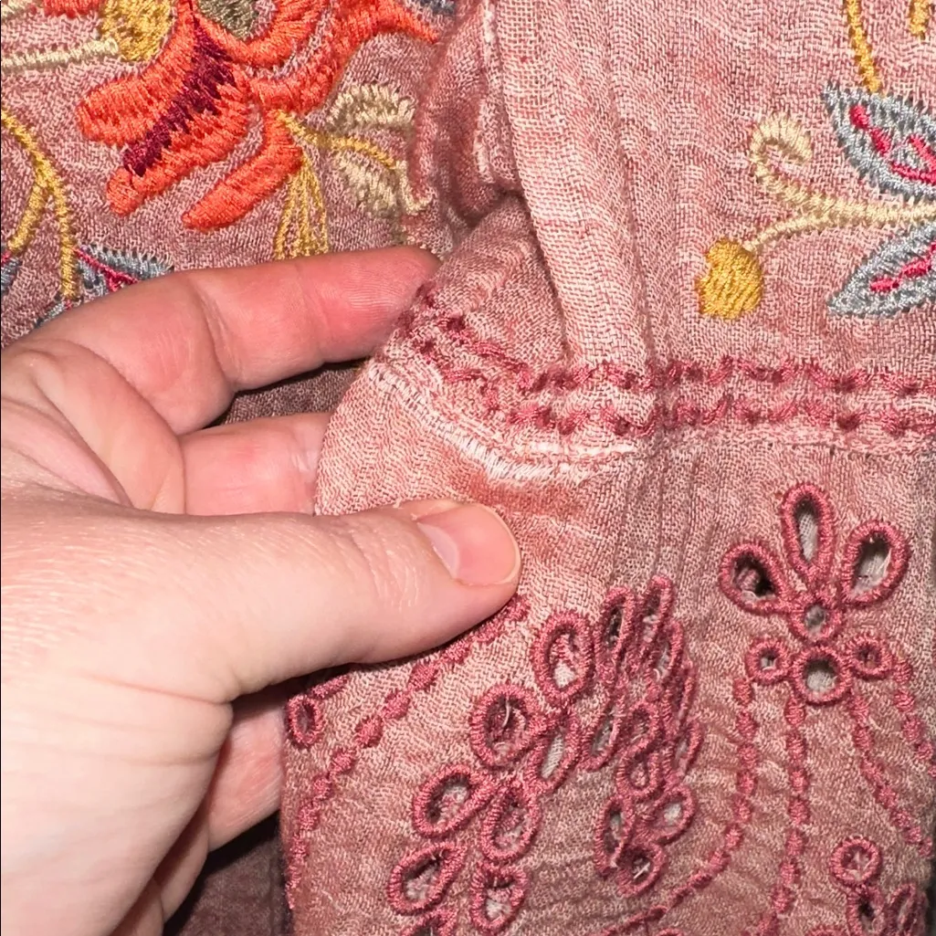 Johnny Was Workshop Mauve Floral Embroidered Blouse - Image 2