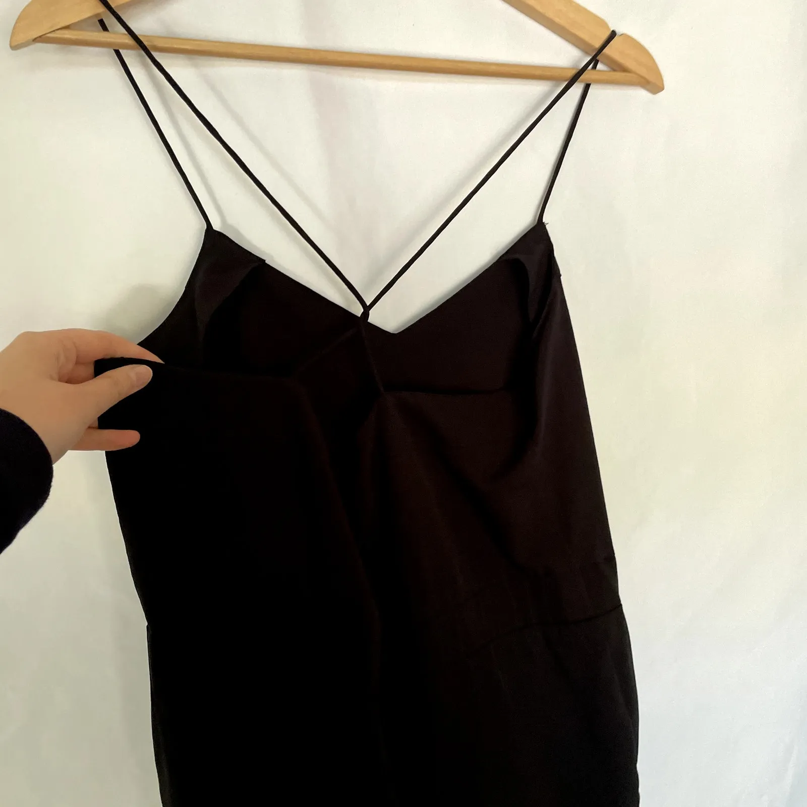 ASOS spaghetti strap jumpsuit black pockets crossover low back women's size 4 - Image 5