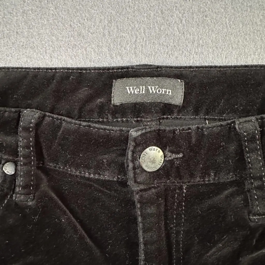 Well Worn Pants Womens 4 Black Velvet Skinny‎ Stretch Mid Rise Casual Classic - Image 5