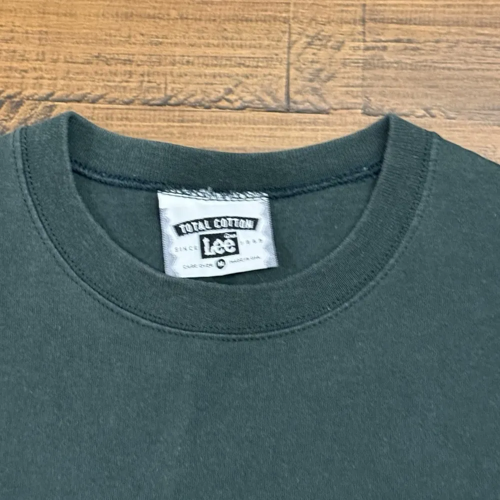VTG Lee Total Cotton Blank Tee Shirt Medium Green Casual Grunge Made In USA 1990 - Image 2