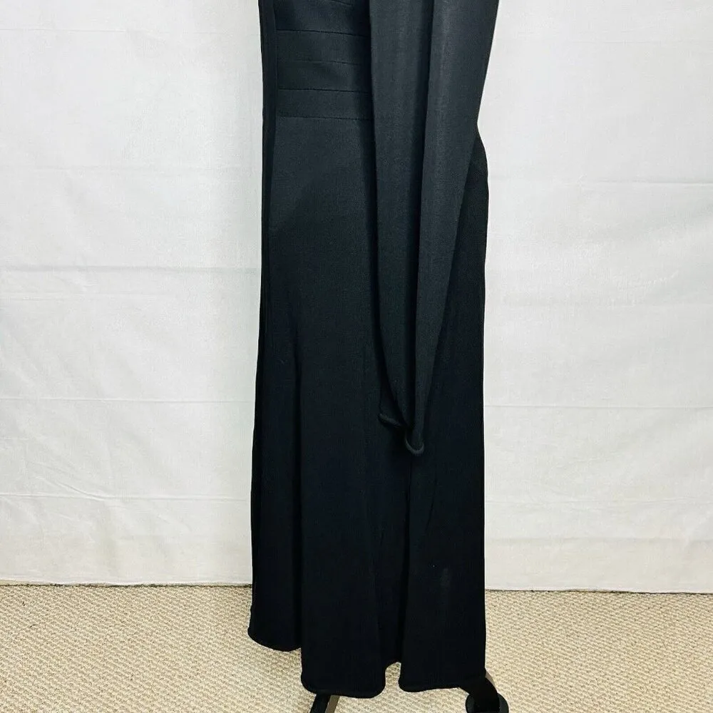 KAY UNGER Black Dress Womens Size 10 Faux Wrap Knee-Length Long Sleeve - Image 7