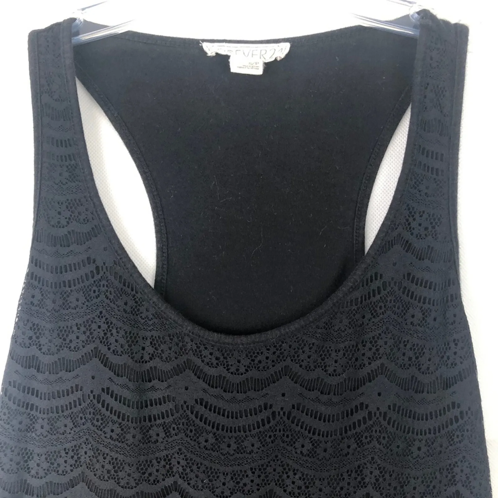 Forever 21 Black Crochet Sleeveless Top Size Small - Image 2