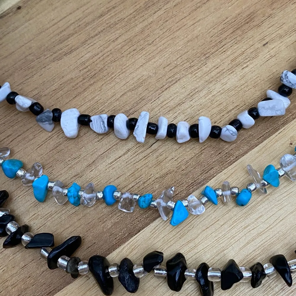 Handcrafted 3 Strand Layered Turquoise Howlite Obsidian Gemstone Necklace - Image 5