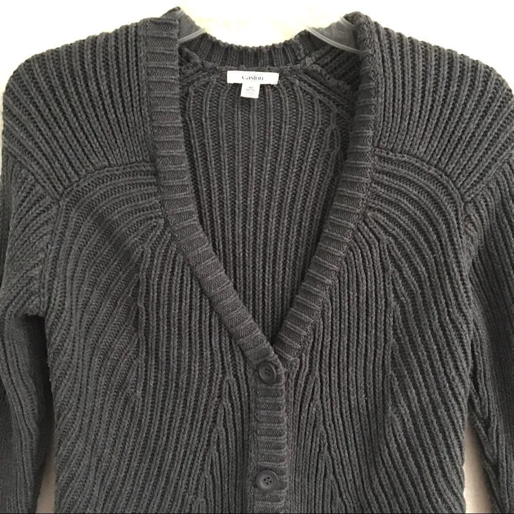 Caslon dark gray button front cardigan MP - Image 2