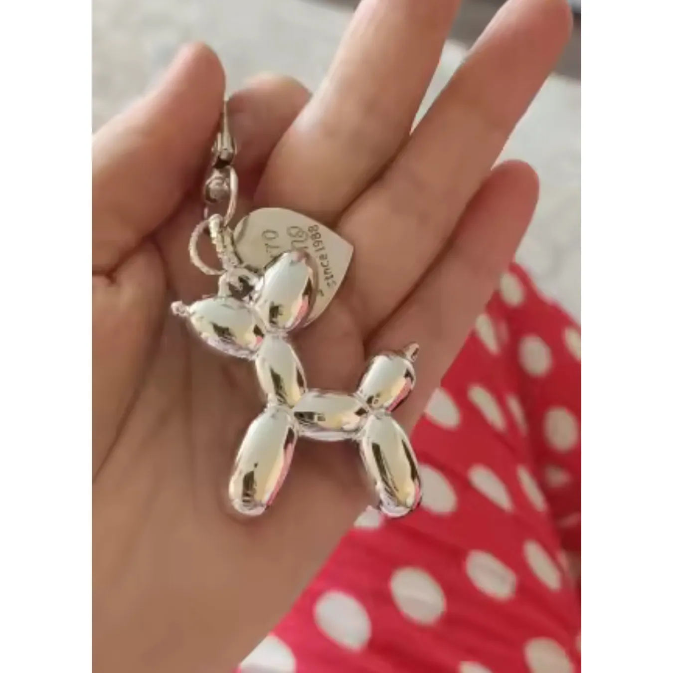 NEW Pink Balloon Dog Keychain Heart Charm Keyring‎ Cute Y2K - Image 4