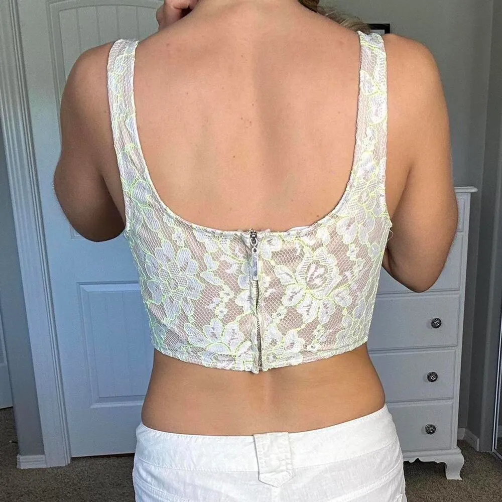 White and green lace corset top - Image 5