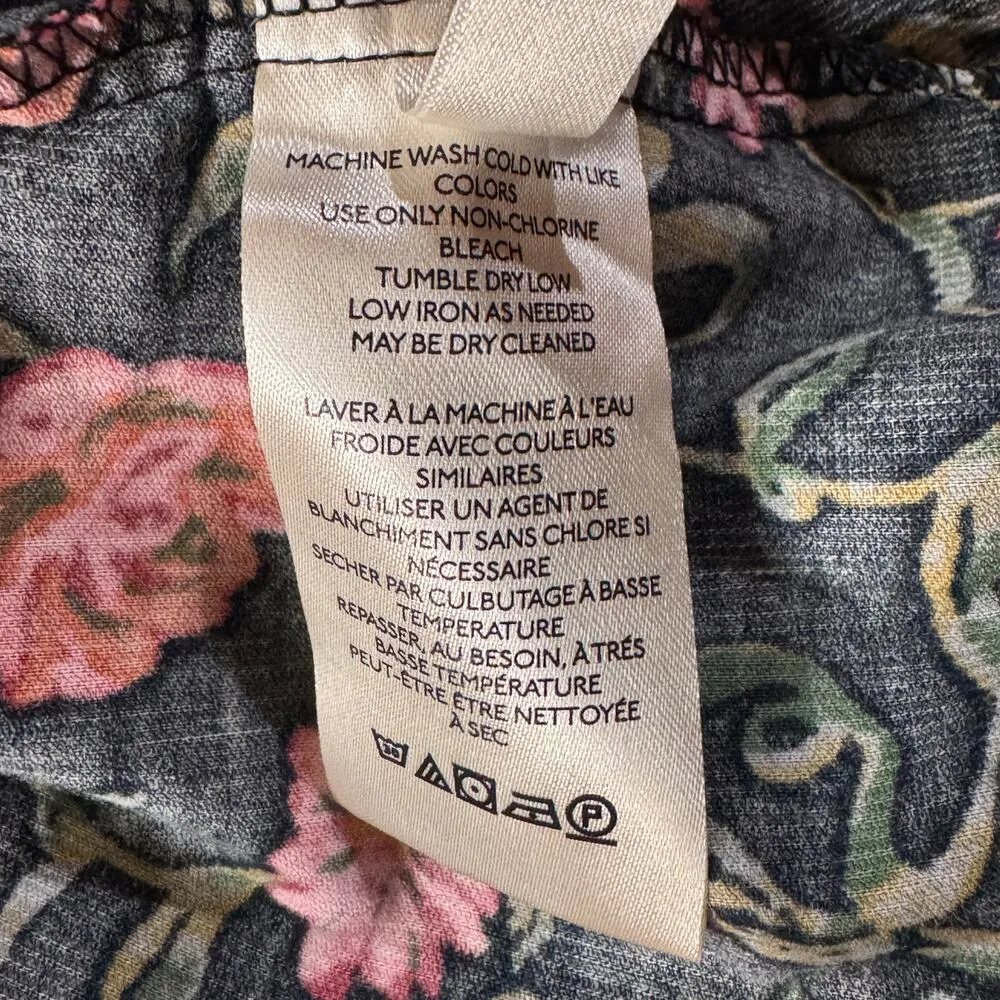 Free People Large Bessie Corduroy Mini Dress Floral Puff Sleeves Sweatheart Neck - Image 13