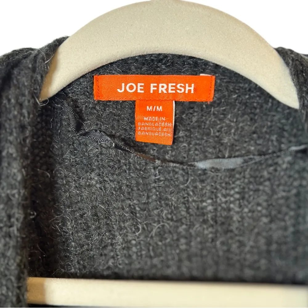 Joe Fresh Women's Charcoal Open Cascade Waterfall Front Cardigan Sweater Size M - Image 7