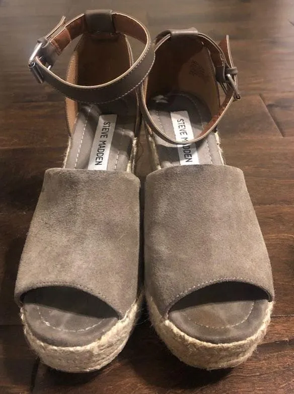 Steve Madden Grey Espadrille Wedges - Image 2