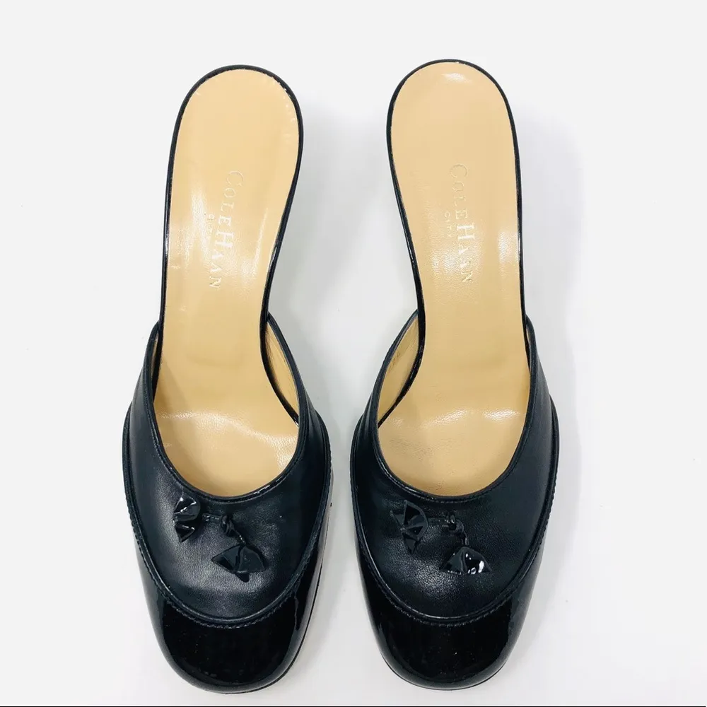 COLE HAAN black leather mules, size 8.5, made in Italy - Image 5