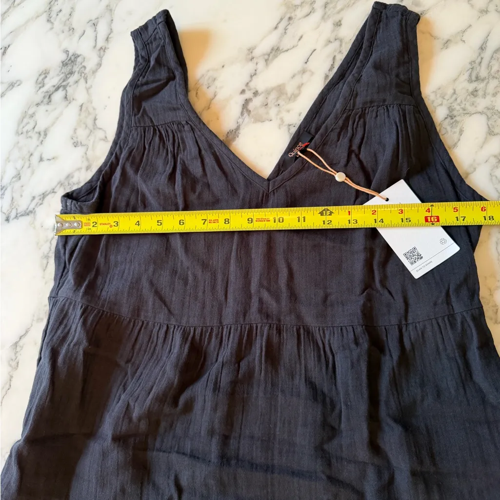 NWT Quince 100% Organic Cotton Gauze Tiered Maxi Dress Black Sz M - Image 4