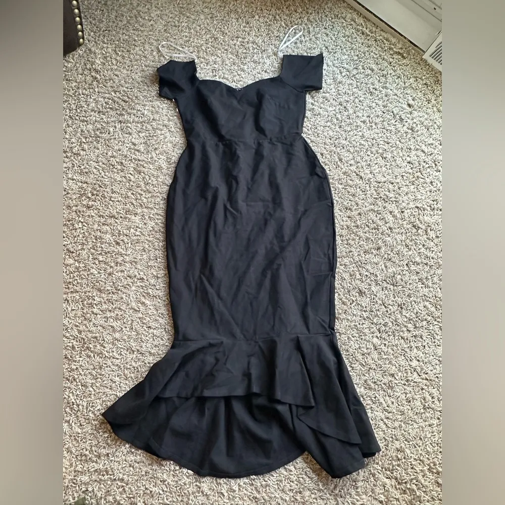 Lulus How Much I Care Black Off-the-Shoulder Midi Dress - Image 6