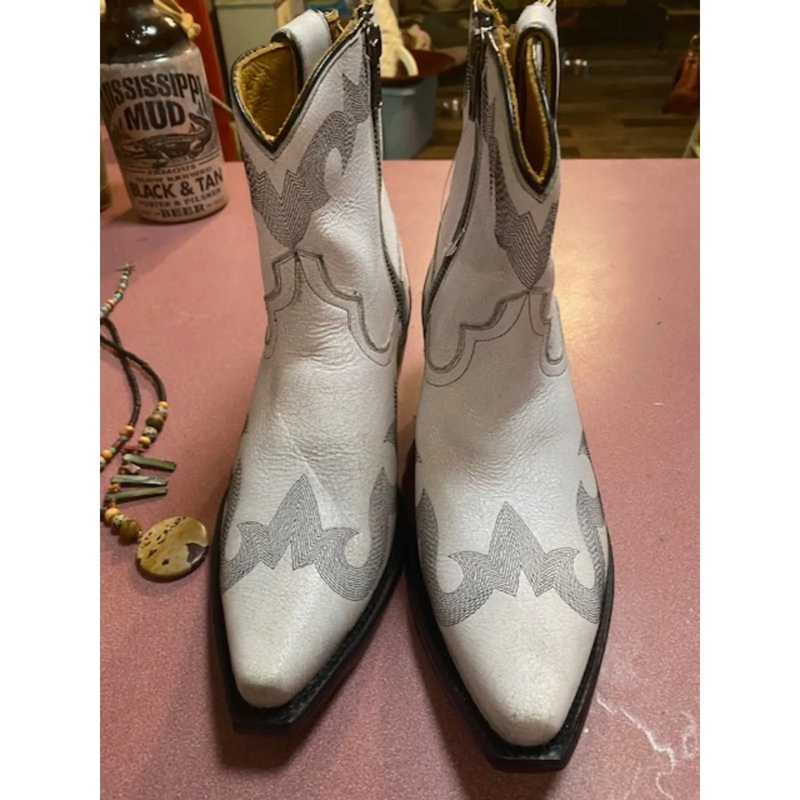 Caborca Silver by Liberty Black Danny Booties White Size 7 - Image 3