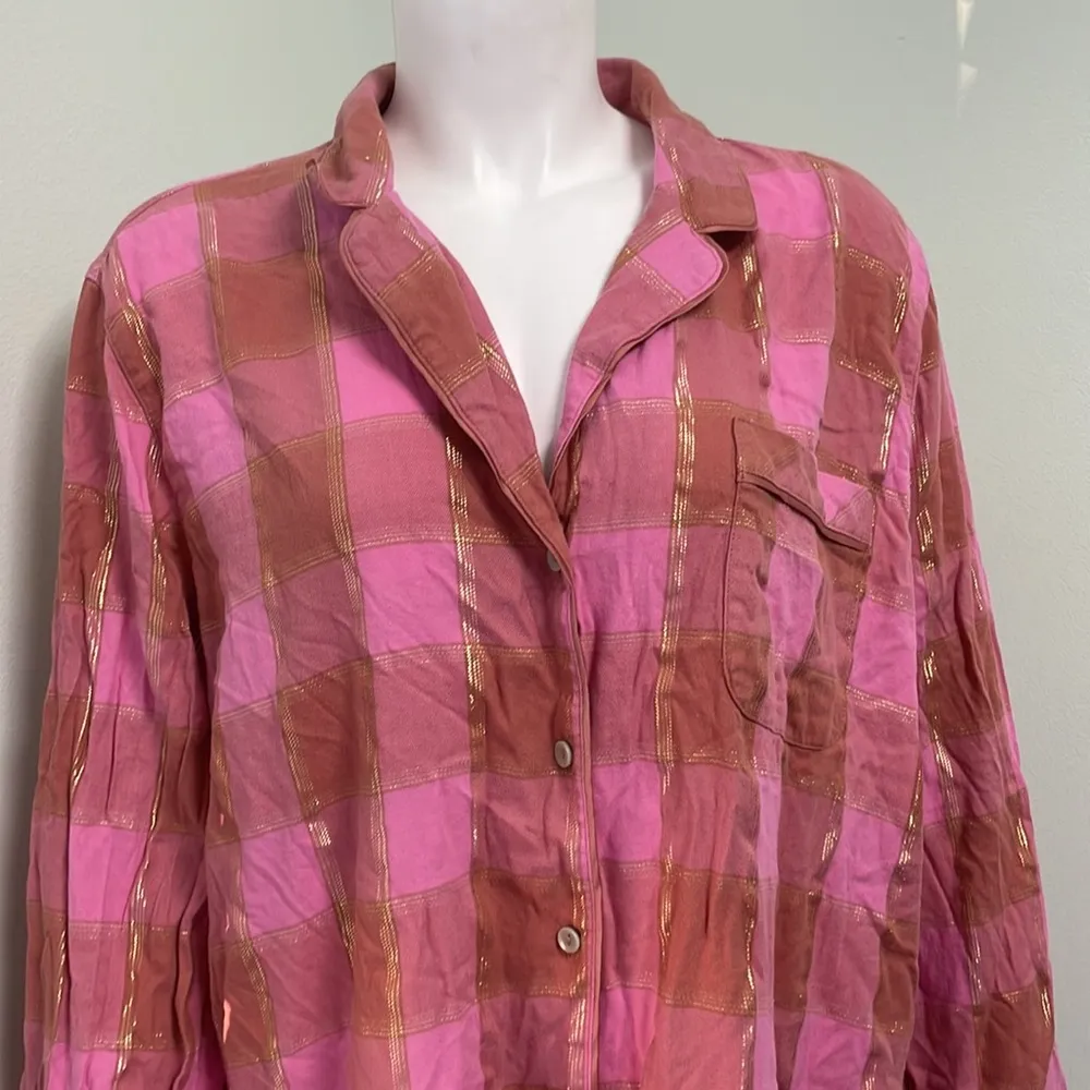Victoria’s Secret Pink Plaid Long Sleeve Sleep Romper - Image 3