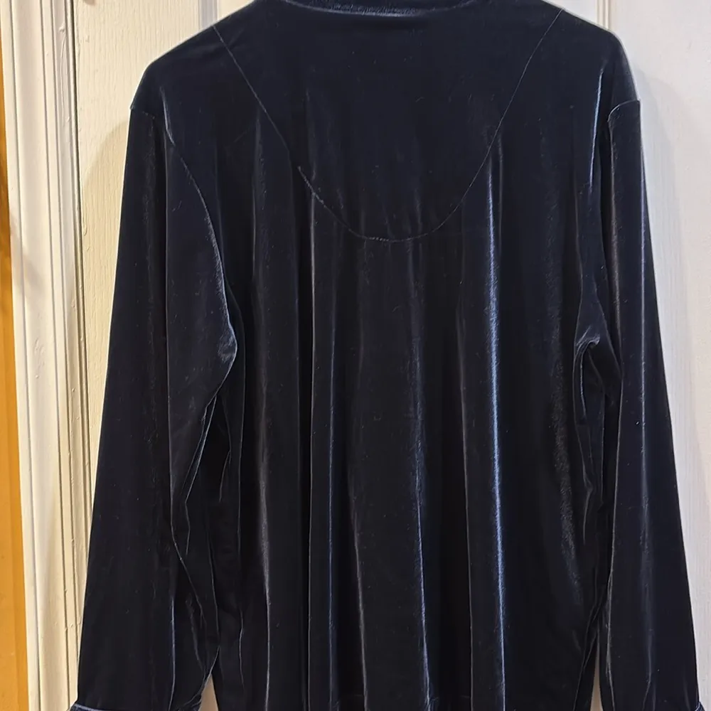 LAUREN..RALPH LAUREN DARK BLUE VELVET SHACKET/SHIRT LONG SLEEVE 
BUTTON DOWN - Image 6