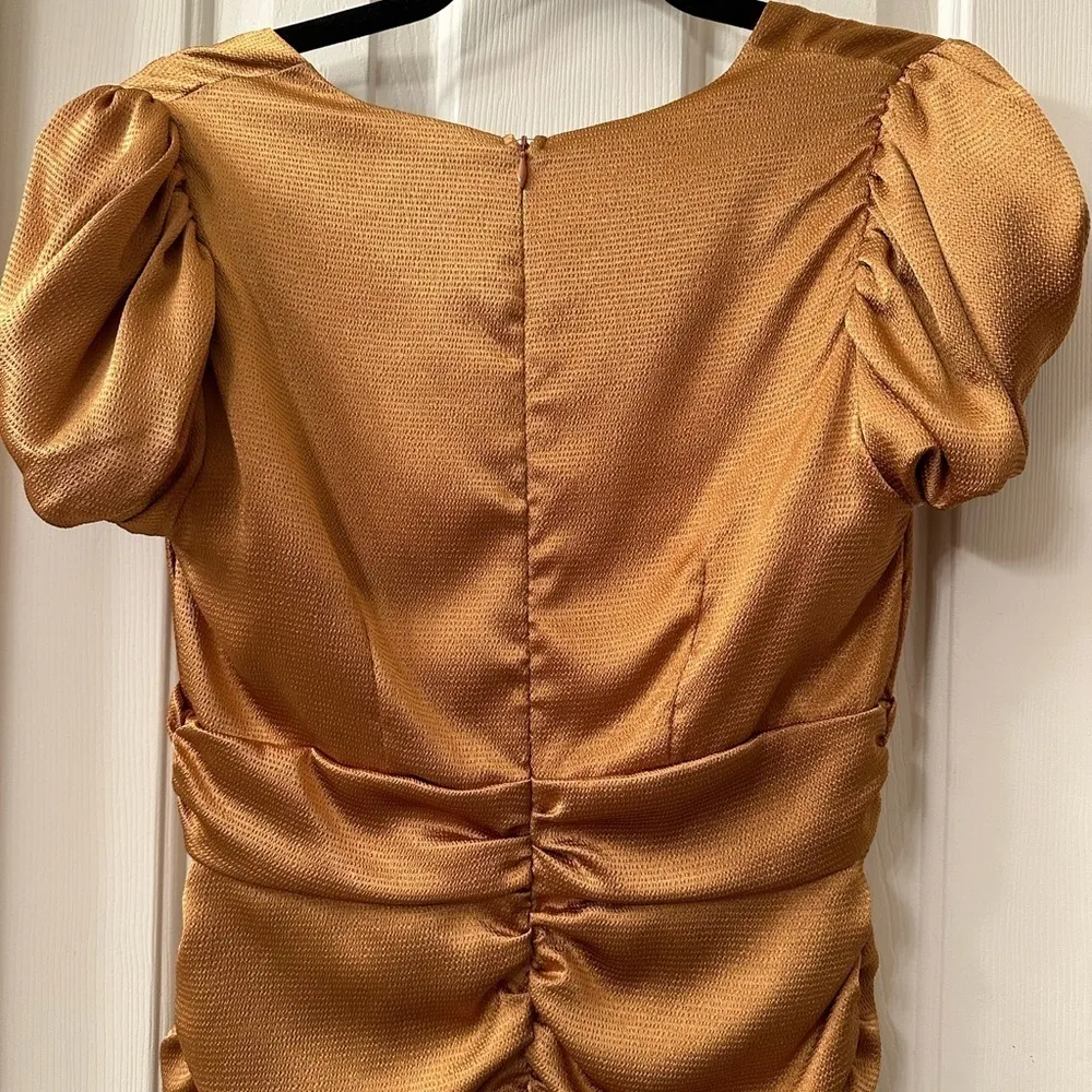 4si3nna Diane Copper Ruched Dress Medium Urban Outfitters Party - Image 3
