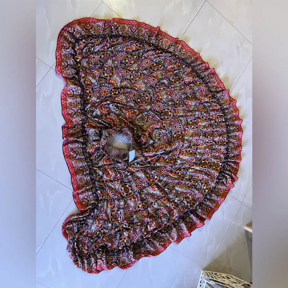 Zury paisley free Size flowing Skirt by free people boho size bohemian stamp Blue - Image 6