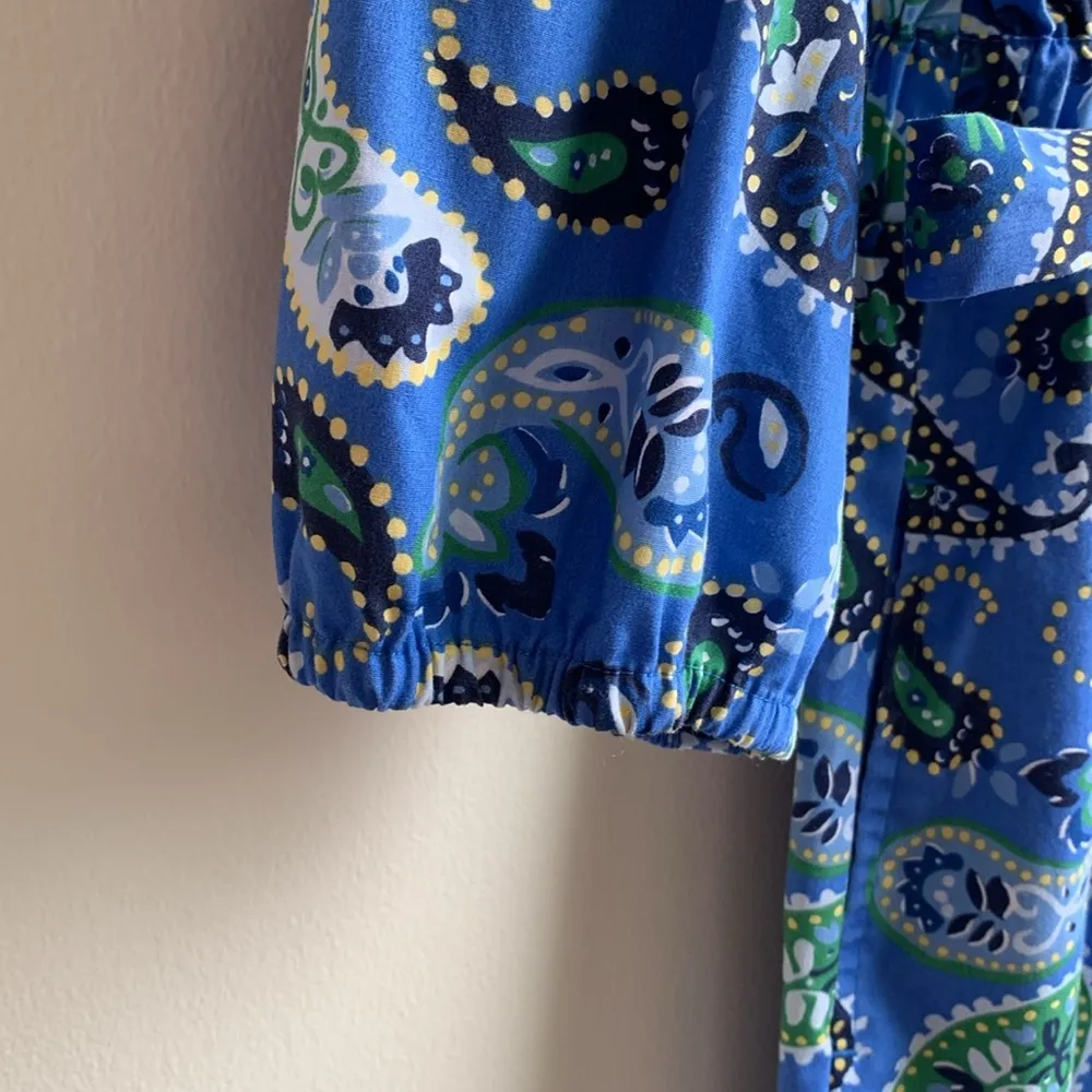 Croft & Borrow Splitneck Shirtdress- Blue Paisley - Image 3