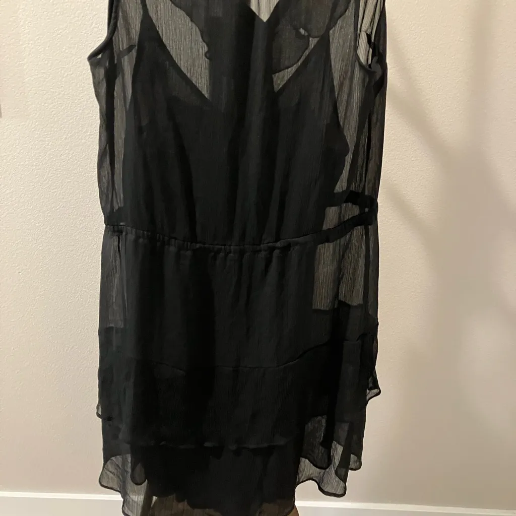 Old Navy Black Sheer Dress ruffles tiered hem - Image 6