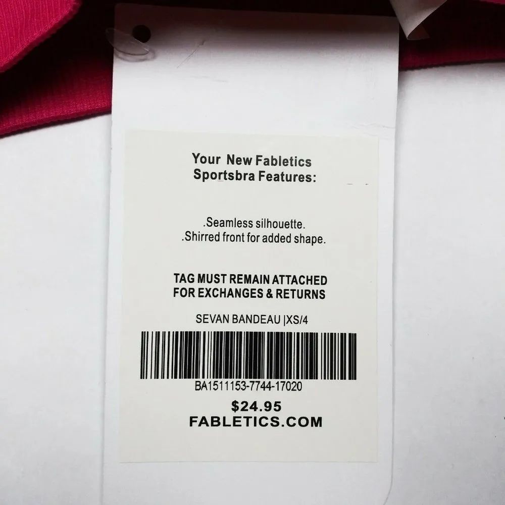 X2 Fabletics Bandeau Womens Strapless Sports Bra Pink Size XS NWT - Image 3