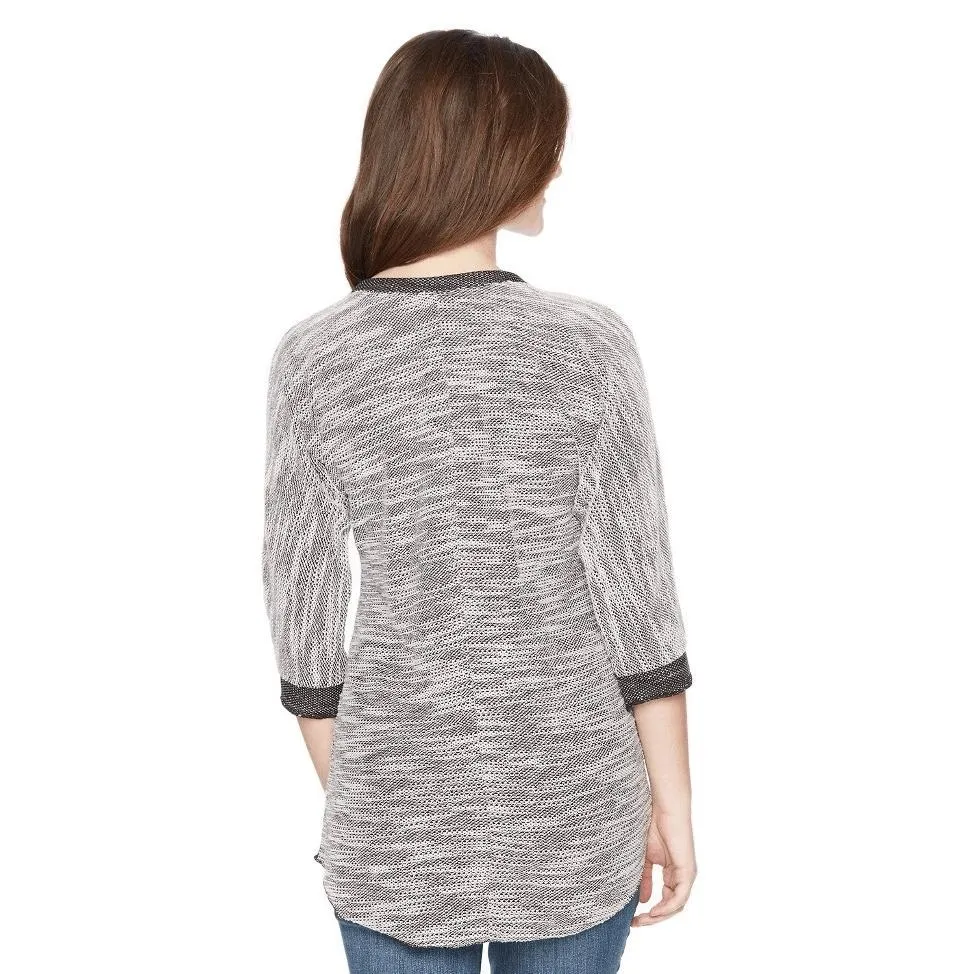 Motherhood Womens Black White Heathered V-Neck Dolman Top Size L - Image 3