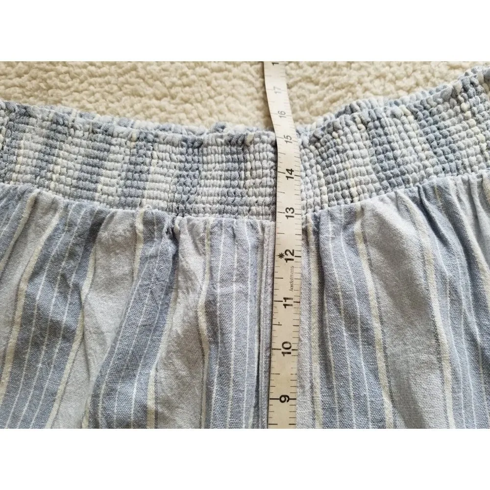 Kendall&Kylie High Rise Smocked Elastic Waistband Pull On Wide Leg Pants BlueXL - Image 5