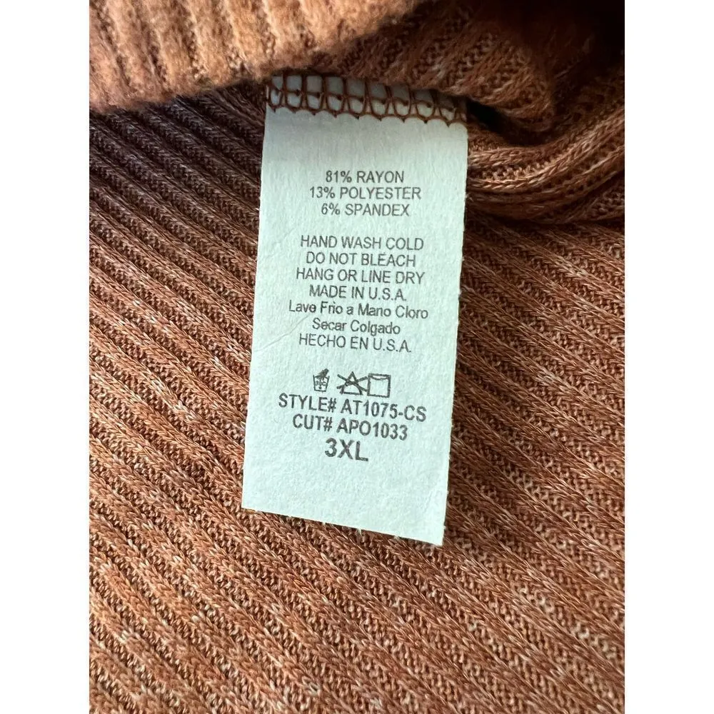 New! Chic Soul Scenic Drives Ribbed Lightweight Sweater in Brick 3XL - Image 4