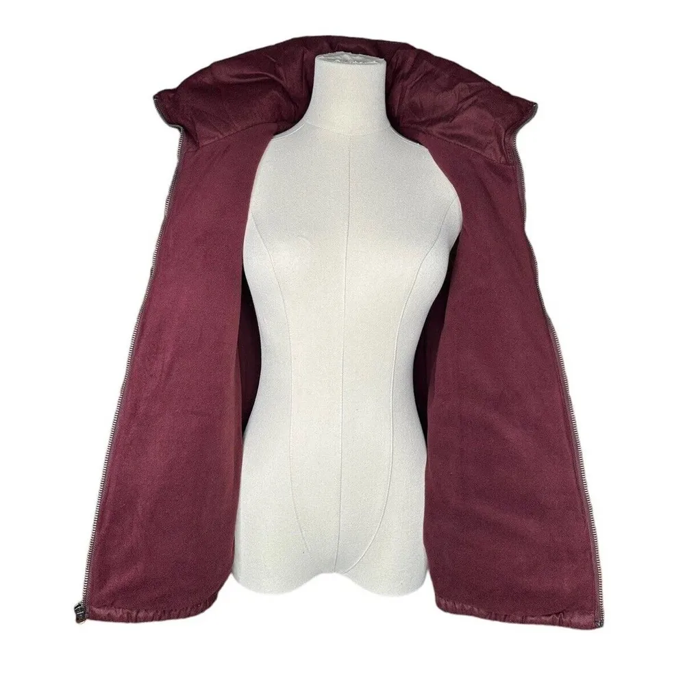 Old Navy Burgundy Wine Fleece Lined Puffer Vest Womens Size S - Image 6